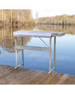 MAXXTUFF Dock-Mounted Fish Fillet Table mounted on pier