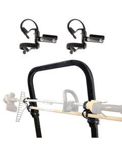 ROPS Weed Eater/Long-Handle Tool Holder - parts and shown on ROPS bar with weed eater and rake